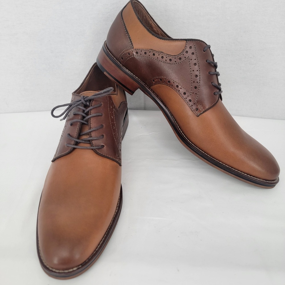 Johnston & Murphy Mens Two Tone Brown Leather Wingtip Oxford Shoes 20-3316 12M